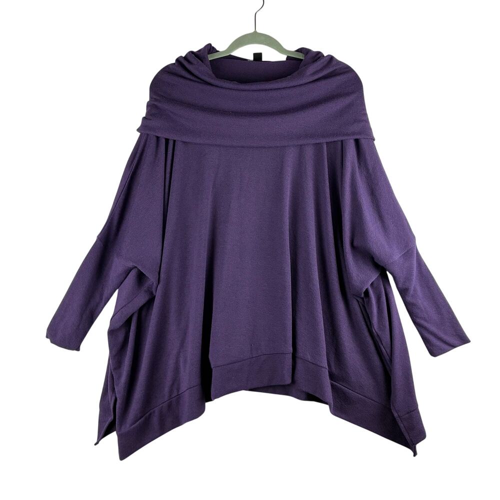 Charlie Paige Funnel Neck Sweater Women’s One Size Dark Purple Lagenlook Doleman